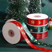 Christmas Custom Printed Gilding Gift Packing Satin Ribbon